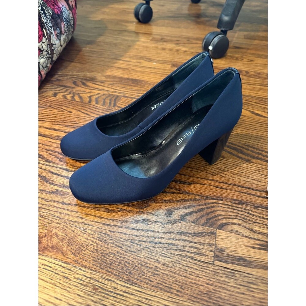 Donald J. Pliner Navy Block Heel Pumps